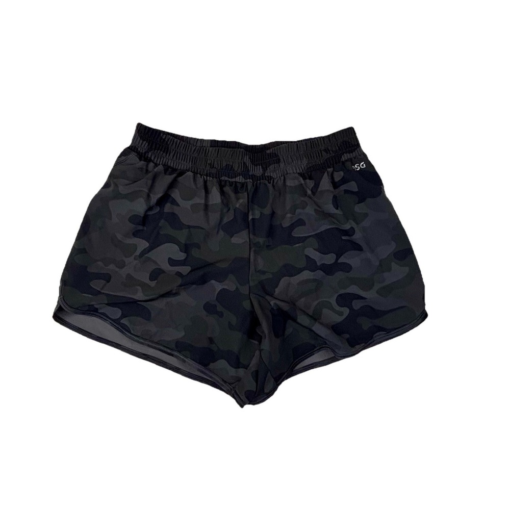 DSG Stride Run Shorts Girls XL Gray Camo Print Mid Rise Elastic Waist NWT